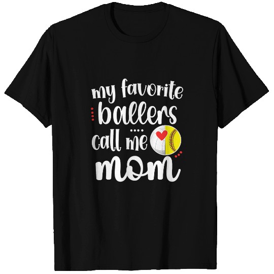 Womens Favorite Softball Volleyball Players Call Me Mom Ball Mama T-Shirts