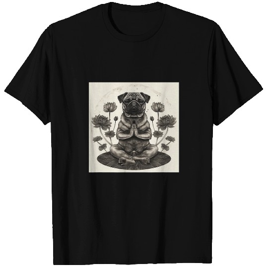 Pug in Lotus Position Mantra Meditation T-Shirts