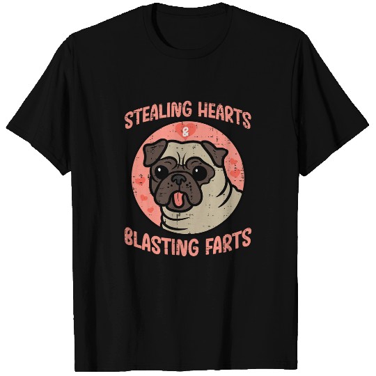 Valentines Day Pug Stealing Hearts Farts Dog Men Women Kids T-Shirts
