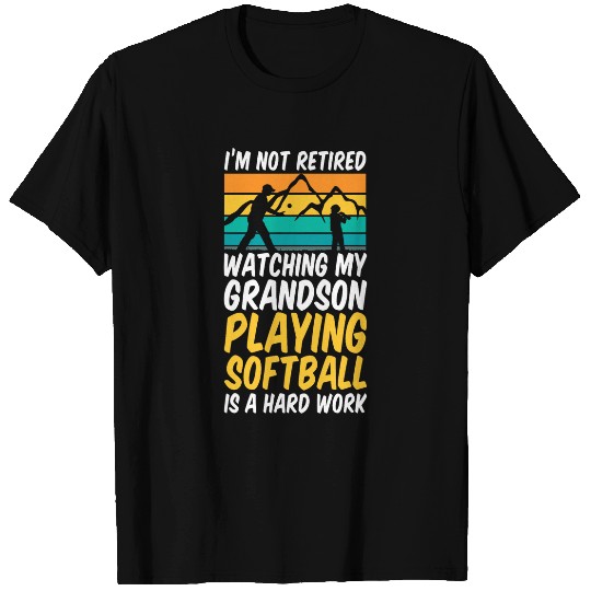 Watch My Grandson Playing Softball Grandma Softball Grandpa T-Shirts