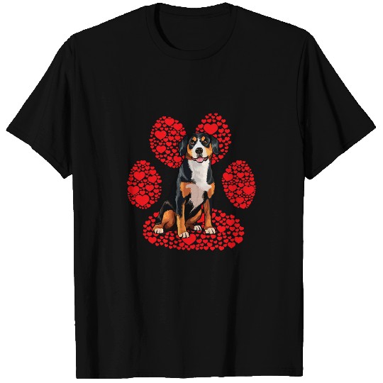 Mountain Dog De LEntlebuch Valentines Day Paw T-Shirts