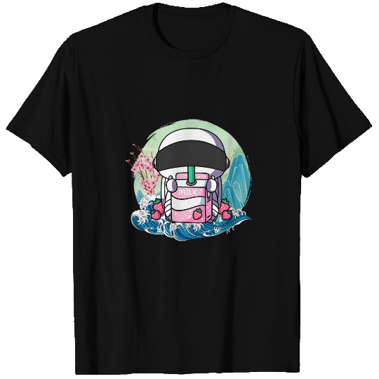 Strawberry Milk Astronaut Japanese Great Wave Kanagawa T-Shirts
