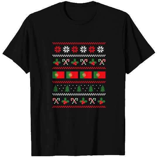 Ugly Christmas Sweater Portugal Flag Half Portuguese T-Shirts