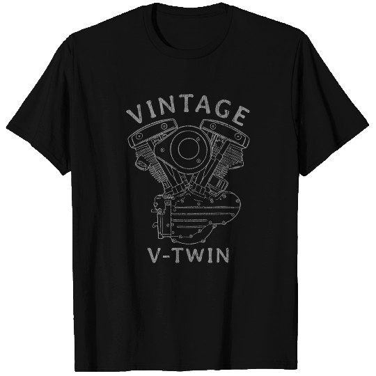 vintages VTwin Hand Drawn Motorcycle Engine T-Shirts