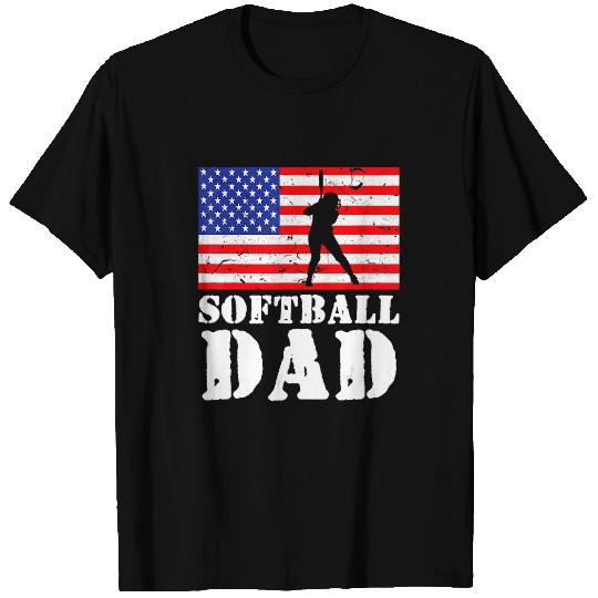 US American Distressed Flag Softball Dad Papa Classic T-Shirts