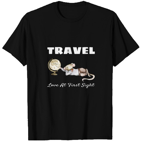 Travel Love At 1st Sight Cute Mouse Globe Searching Art T-Shirts