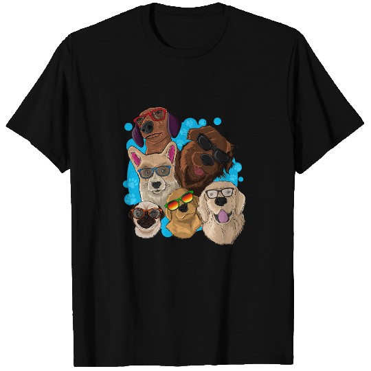 Mens Dogs Pack In Sunglasses Corgi Pug Doggy Lover Pet Owner T-Shirts