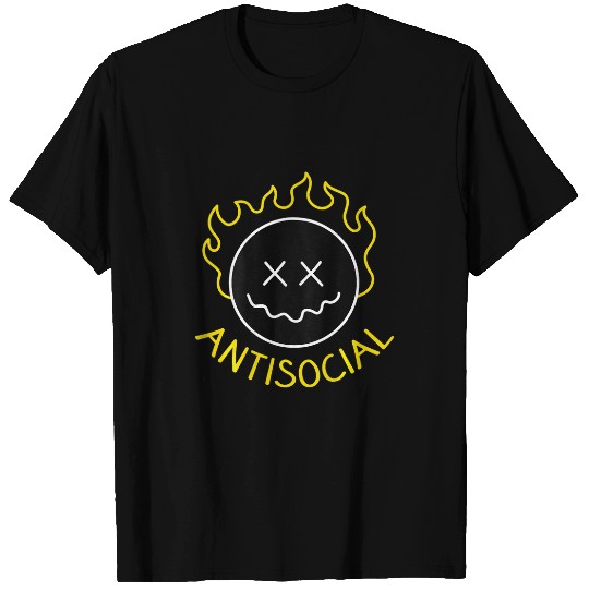 Melting Dripping Face Burn Fires Funny Antisocial Art on Back T-Shirts