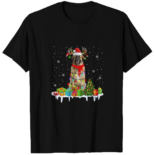xmass Leonberger Christmas Lights Santa Reindeer Dog T-Shirts