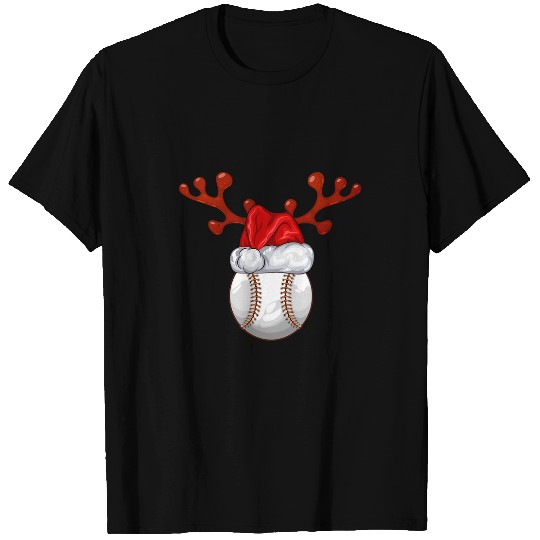 Softball Balls Christmas Santa Hat Reindeer Matching Funny T-Shirts