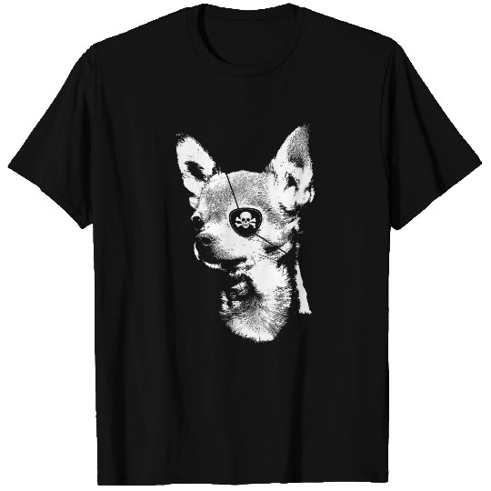 Pirate TEACUP CHIHUAHUA   With Eye Patch Skull Funny T-Shirts