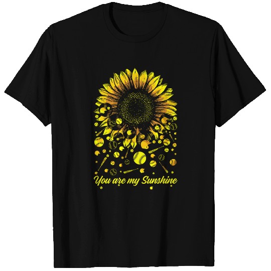 You Are My Sunshine Sunflower Softball Vintage T-Shirts