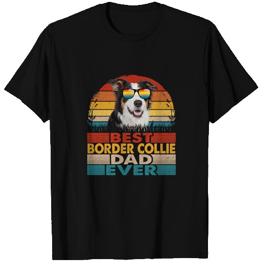 Mens vintages bests Border Collie Dad Ever Fathers Day T-Shirts