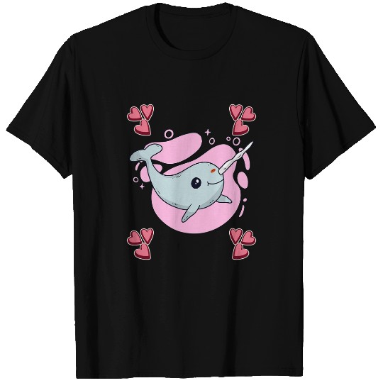 Womens Narwhal Art Drawing Hearts Girls Narwhal T-Shirts