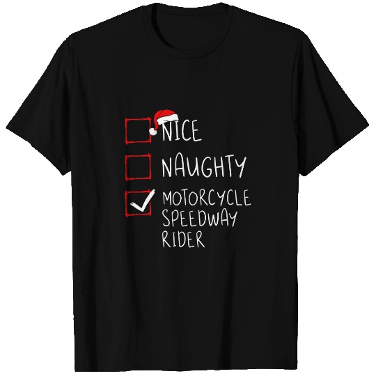 Nice Naughty Motorcycle Speedway Rider Christmas Santa Claus T-Shirts