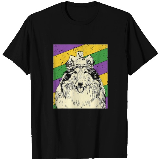 Rough Collie Jester Funny Mardi Gras Dog Mom or Dad T-Shirts