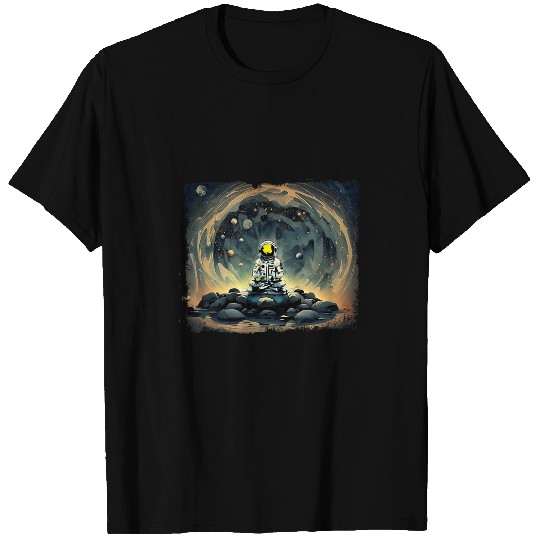 Meditating Astronaut Galaxy Spaceman Astronomer Cosmos T-Shirts