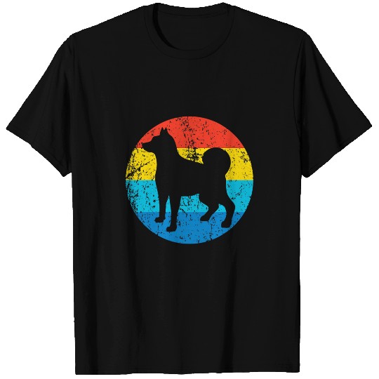 Norwegian Elkhound Dog Breed Silhouette Retro 1970s Circle T-Shirts