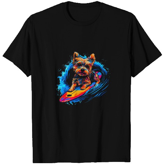 Yorkie Dog Yorkshire Terrier Surfing T-Shirts
