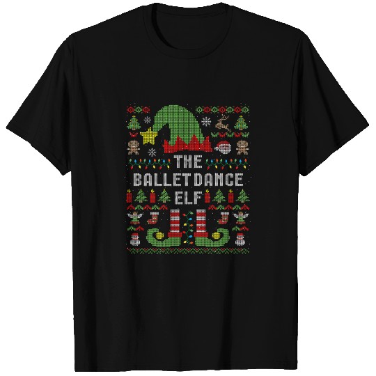 Womens The Ballet Dance Elf Ugly Christmas Matching Family Group T-Shirts