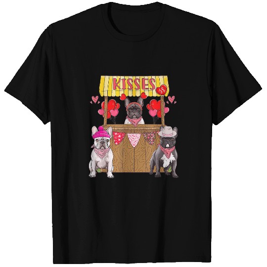 Women French Bulldog Kissing Booth Valentines Day Dog Lover T-Shirts