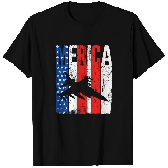 American Flag Pilot Hornet Fighter Jet 4th Of July Airplane T-Shirts