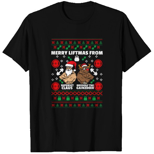 Merry Liftmas Christmas Fitness Madness Gym Santa Rudolph BB T-Shirts