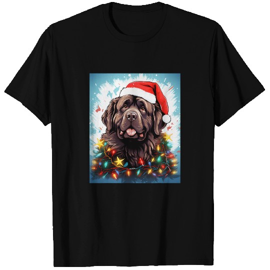 xmass Newfoundland Dog Tangled Christmas Lights 1 T-Shirts