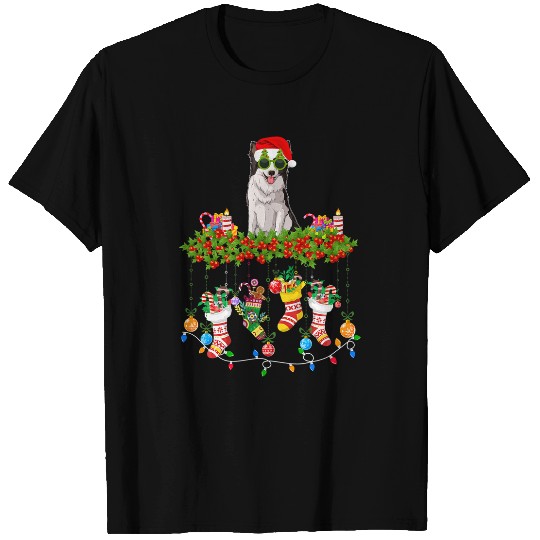 xmass Light Santa Hat With xmass Sock Border Collie Dog Lovers T-Shirts