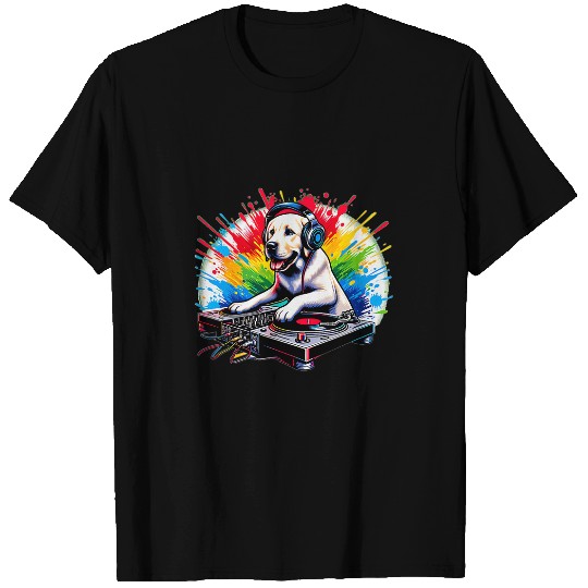 Music Playing Labrador Retriever Dog DJ Lover Disc Jockey T-Shirts