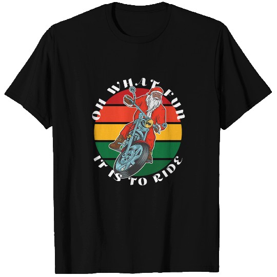 xmass Black Biker Santa Motorcycle Fan Christmas Holidays T-Shirts