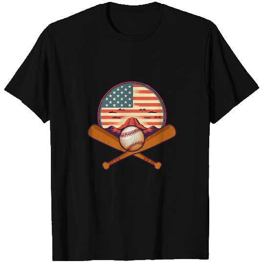 vintages Retro American Flag Design 4th Of July Baseball T-Shirts