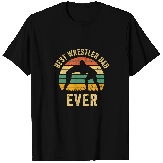Mens Wrestling grappling martial art Wrestler DAD retro sunset T-Shirts