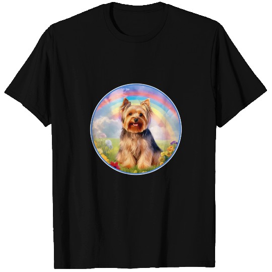 Yorkie Rainbow Bridge Cute Colorful Yorkshire Terrier Dog T-Shirts