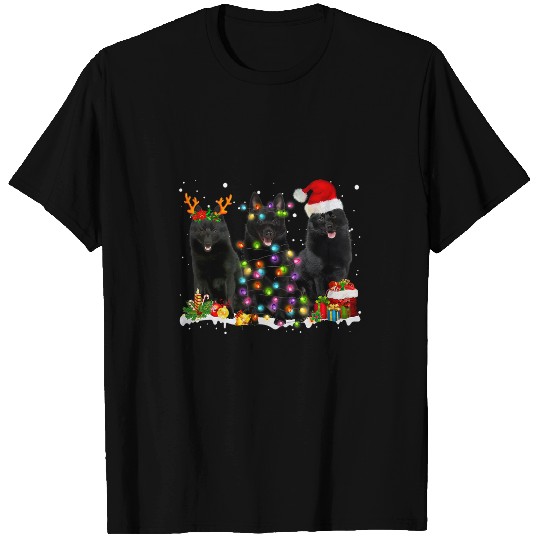 Santa Schipperke Dog Gorgeous Reindeer Christmas Pajama T-Shirts