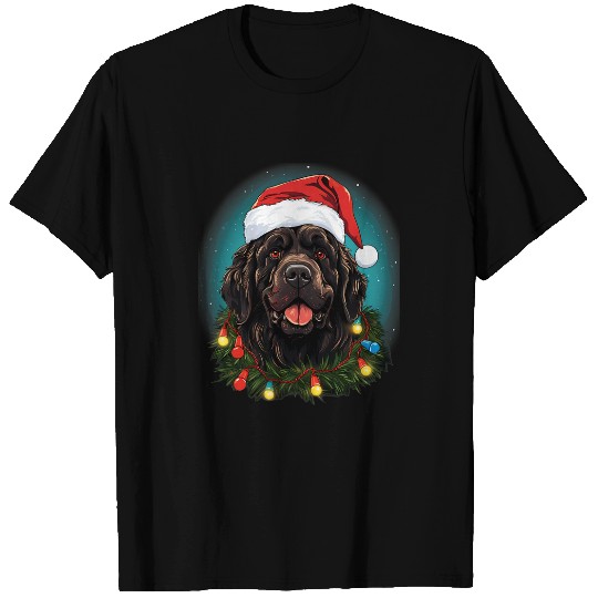 xmass Landseer Newfoundland Dog Tangled Christmas Lights T-Shirts