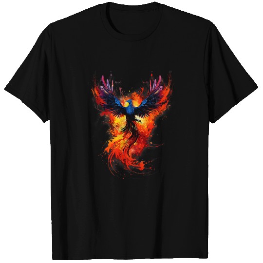 Watercolor Flying Phoenix Bird Art T-Shirts