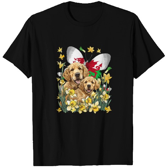 Welsh Flag Ideas For Kids Golden Retriever Welsh Daffodils 1 T-Shirts