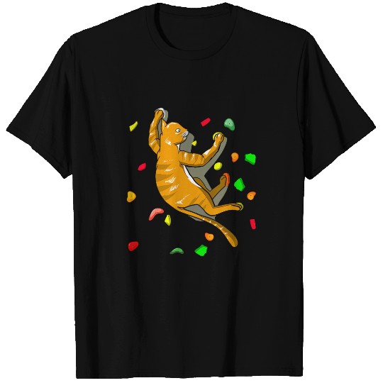Womens Funny Cat Climbing Bouldering Indoor Wall Climber T-Shirts