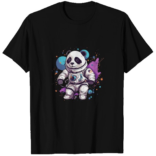 Panda Astronaut Floating Through Outer Space Pandas 2 T-Shirts