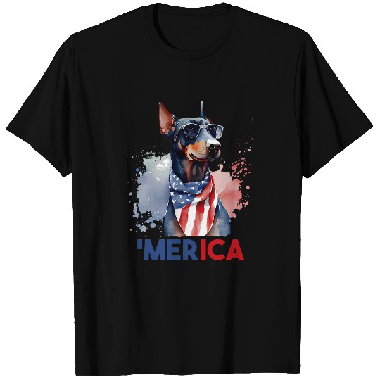 Merica USA Flag 4th Of July Canine Dog Lover Pet Owner T-Shirts