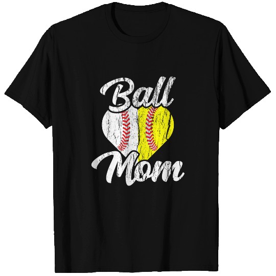 Womens Ball Mom Baseball Softball Mama Team Sports T-Shirts