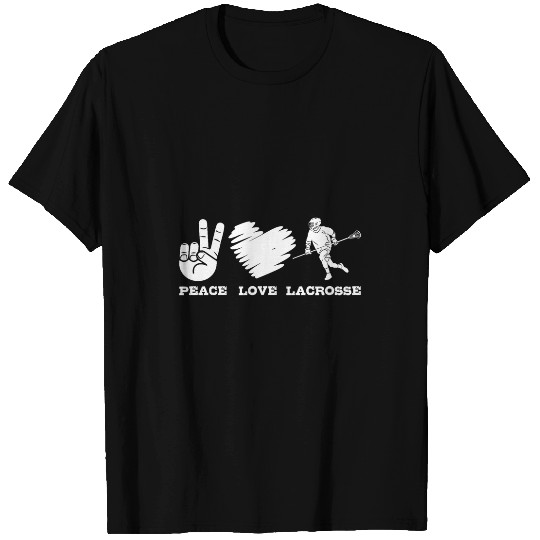 Peace Love Lacrosse Player Sports Lover Expert Coachs Graphic T-Shirts
