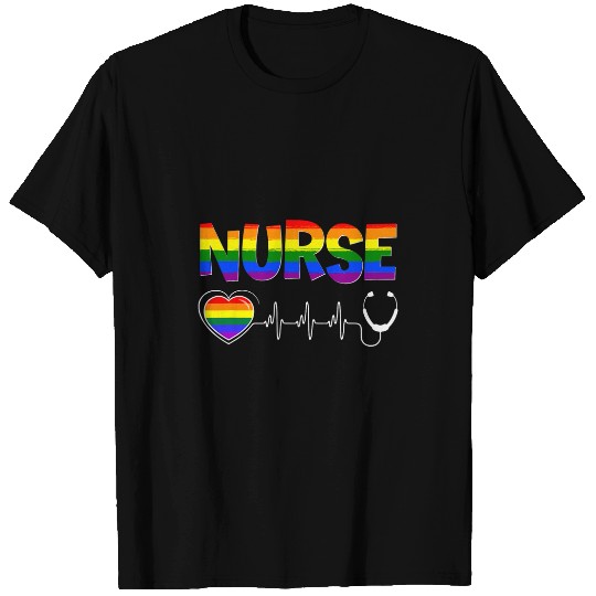 nurses LGBTQ Gay Pride Rainbow Flag Registered Nursing RN T-Shirts