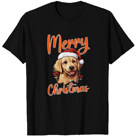 Merry Christmas Golden Retriever Dog Santa Family Matching T-Shirts