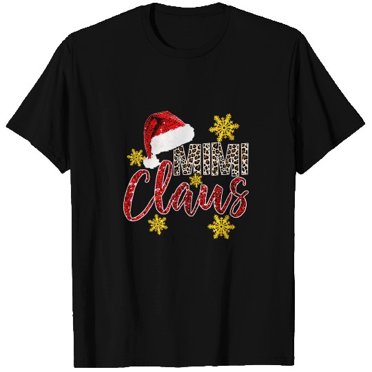 Mimi Claus Boy Girl Christmas Leopard Grandmother Grandma T-Shirts
