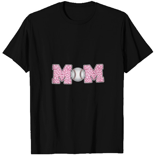 Womens Mom Life Softball Baseball Leopard Funny Mothers Day T-Shirts