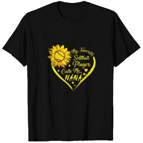 Womens Tu My Favorite Softball Player Calls Me Nana Sunflower T-Shirts