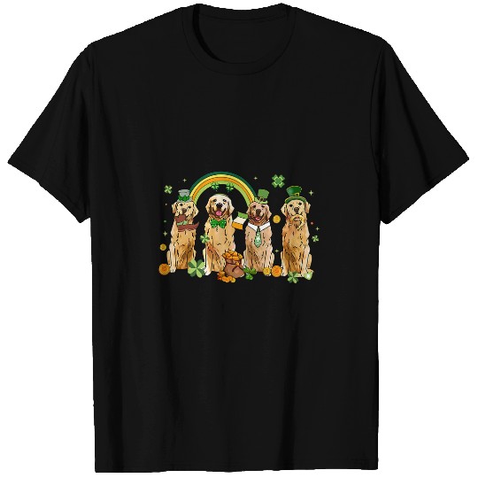 Women Golden Retriever St Patricks Day Lucky Dog Shamrock T-Shirts