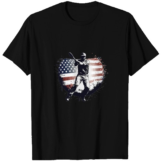 Patriotic Baseball 4th Of July Men USA American Flag Boys 2 T-Shirts